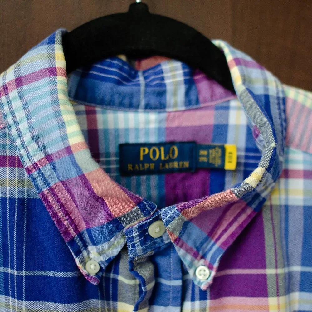 Polo Ralph Lauren Classic Fit Plaid Button-Down Shirt 2XB Multicolor Madras - Picture 2 of 3